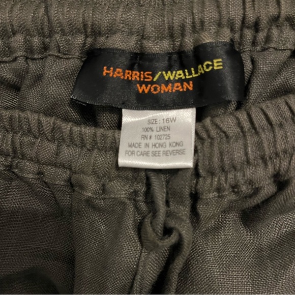 Harris/Wallace linen pants size 16 women’s elastic waist and string tie capri - Picture 2 of 4